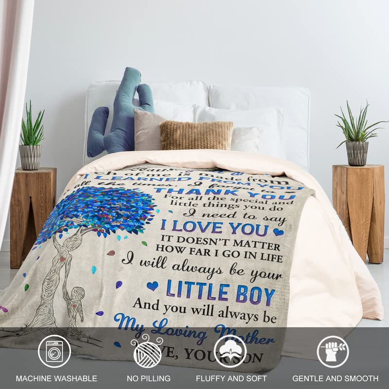 Gifts for Mom from Son, Romantic Mom Birthday Gifts from Son to My Mom Flannel Blanket for Mom from Son Mother Day Birthday Presents for Mom Soft Throw Blanket 60"*50"