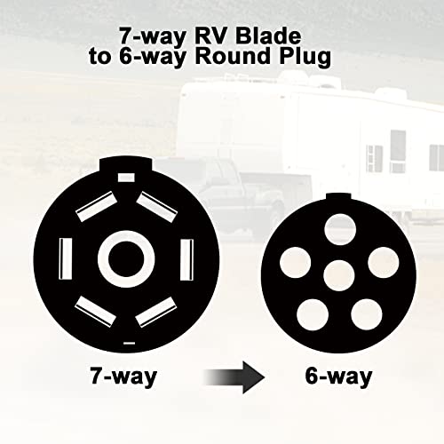 7 Wire To 6 Wire Trailer Plug Cord Adapter Coiled Cable With Female Receptor 7 Way Blade To 6 