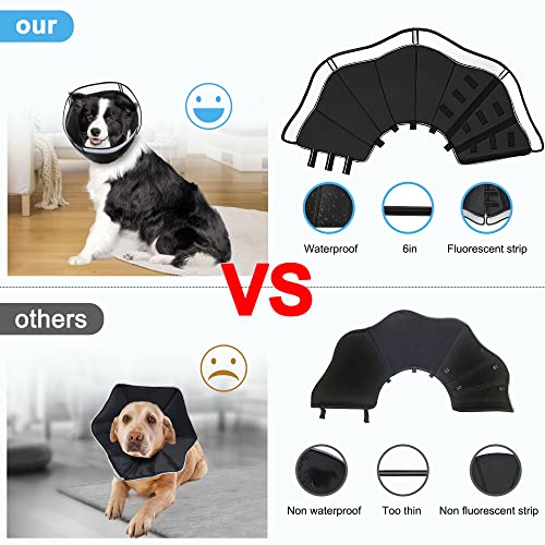INKZOO Dog Cone Collar for After Surgery, Soft Pet Recovery Collar for Dogs and Cats, Adjustable Cone Collar Protective Collar for Large Medium Small Dogs Wound Healing (Black, Large)