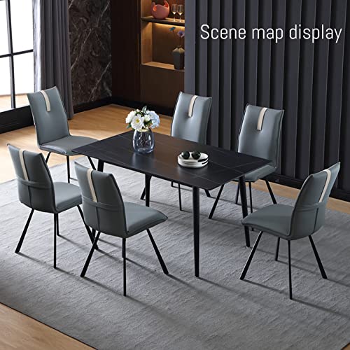 ZEXIIZ Dining Table with Slate Stone Top,Rectangular Table Dining Room Table Kitchen Table Small Space Table and Stable Metal Legs for Living Room, Dining Room,Home and Office（Black）