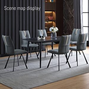 ZEXIIZ Dining Table with Slate Stone Top,Rectangular Table Dining Room Table Kitchen Table Small Space Table and Stable Metal Legs for Living Room, Dining Room,Home and Office（Black）