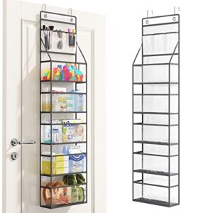 fixwal 6-shelf over door hanging pantry organizer storage with clear pvc pockets nursery closet 3 small for bedroom baby kids cosmetics toys and sundries