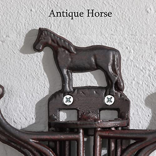 Aifeorzo Cast Iron Decorative Wall Hooks, Wall Mounted Hanger with 6 Hooks, Vintage Horse Free Spinning Wall Hanging Coat Hook, Rustic Farmhouse Heavy Duty Hooks for Keys Towels Purses Jewelry Belts