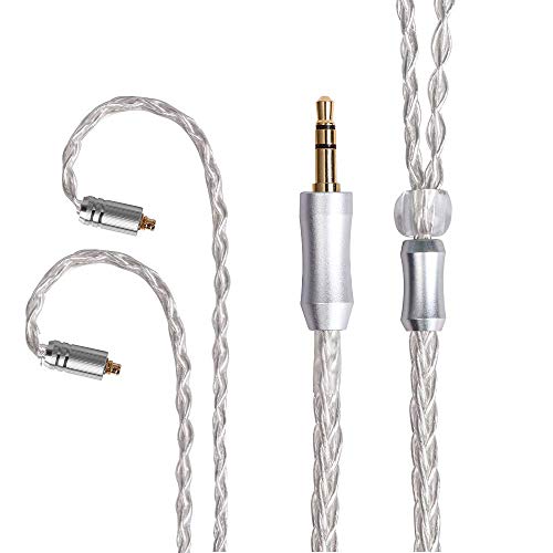 FEDAI Audio Earphone Cable 8 Core Silver Plated Replacement Cable, MMCX Cable Detachable Earphone Cable Replacement Earphone Wire for Shure 846 535 215 315 425 MAGAOSI K5 LZA4 A5 (3.5mm, MMCX)