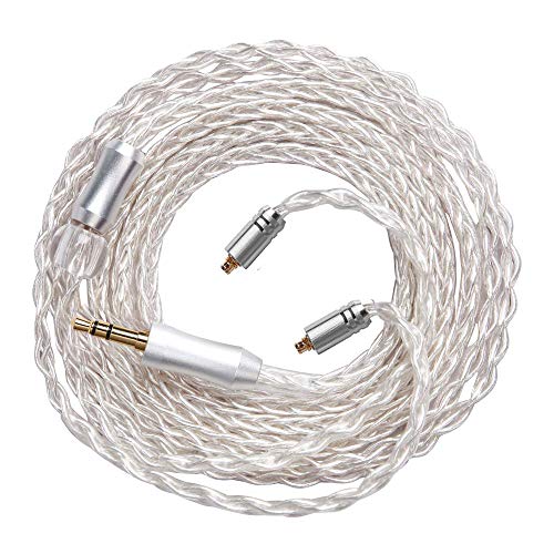 FEDAI Audio Earphone Cable 8 Core Silver Plated Replacement Cable, MMCX Cable Detachable Earphone Cable Replacement Earphone Wire for Shure 846 535 215 315 425 MAGAOSI K5 LZA4 A5 (3.5mm, MMCX)