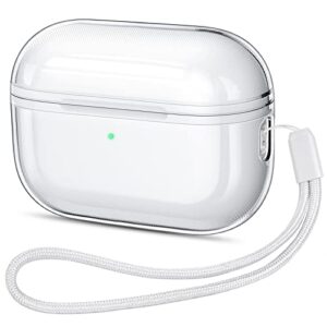 fintie case for airpods pro 2nd generation (2023/2022) / airpods pro 1st generation (2019) - soft tpu clear anti-scratch protective cover with lanyard, crystal clear