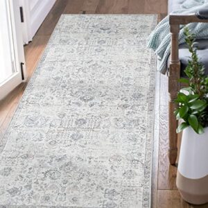 collact runner rug 2x6 area rug hallway vintage rug indoor floor thin rug retro distressed grey multi carpet floral print mat country boho rug non slip bathroom kitchen bedroom living room