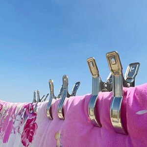 TONSNY 8 Packs Large Heavy Duty Metal Clothespins Towel Clips Clamps Stainless Steel Clips Beach Towel Clips Heavy Duty Clips Windproof Clips Metal Clips Hanger for Quilt Boat Pool Cover (3.5 ")