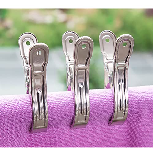 TONSNY 8 Packs Large Heavy Duty Metal Clothespins Towel Clips Clamps Stainless Steel Clips Beach Towel Clips Heavy Duty Clips Windproof Clips Metal Clips Hanger for Quilt Boat Pool Cover (3.5 ")