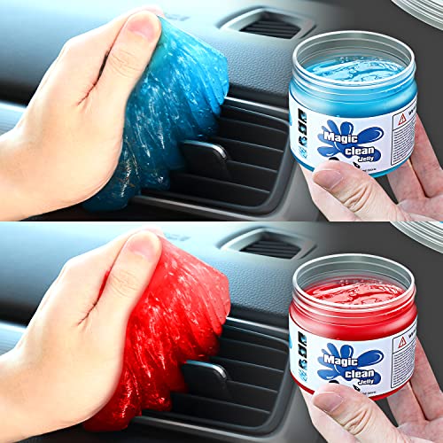 DNA MOTORING TOOLS-00147 (2 Pack) Car Cleaning Jelly Auto Detailing Tool Universal Clean Gel Auto Vent Air Interior Home & Office Electronics Keyboard Cleaner (2 Units),Blue+Red