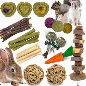 kiroyal rabbit chew toys guinea pig toys bunny toys natural timothy hay sticks hamster chew toys for teeth and apple sticks for rabbits chinchilla ball gerbil toys