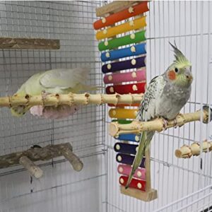 3 Pack Bird Perch Stand, Natural Bamboo Parrot Paw Grinding Toys, Bird Cage Accessories, Bird Paw Grinding for Small Birds Parrots Parakeets Cockatiels Conures Finches Love Birds