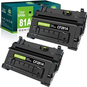 GREENBOX 81A Toner Cartridge 2 Pack Compatible for HP 81A CF281A 10,500 Pages High Yield, for HP Enterprise MFP M605 M604 M604N M604DN M605N M605DN M605X M606 M630h M630dn M630z Printer