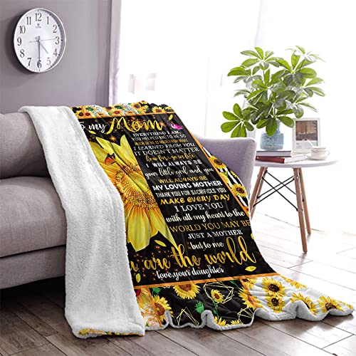 CYREKUD Sunflower Gifts for Mom Blanket,Mom Birthday Gifts Sunflower Throw Blanket,Gift for Mom from Daughter Lightweight Soft Warm Cozy Fuzzy Throws Blankets for Home Bedroom Sofa 50"x 60"