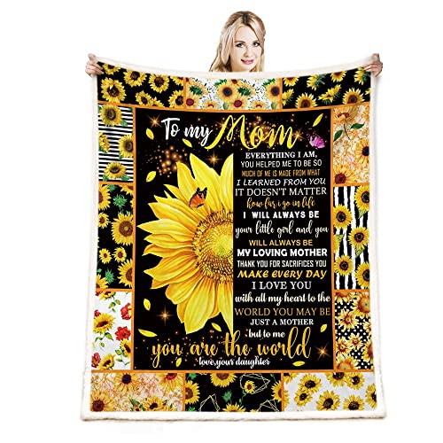 CYREKUD Sunflower Gifts for Mom Blanket,Mom Birthday Gifts Sunflower Throw Blanket,Gift for Mom from Daughter Lightweight Soft Warm Cozy Fuzzy Throws Blankets for Home Bedroom Sofa 50"x 60"