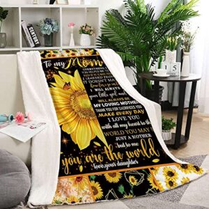 CYREKUD Sunflower Gifts for Mom Blanket,Mom Birthday Gifts Sunflower Throw Blanket,Gift for Mom from Daughter Lightweight Soft Warm Cozy Fuzzy Throws Blankets for Home Bedroom Sofa 50"x 60"