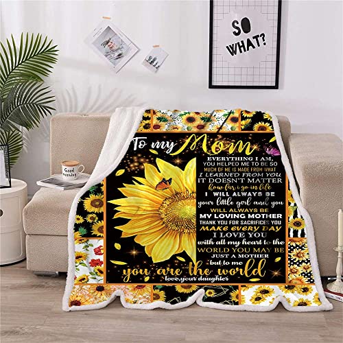 CYREKUD Sunflower Gifts for Mom Blanket,Mom Birthday Gifts Sunflower Throw Blanket,Gift for Mom from Daughter Lightweight Soft Warm Cozy Fuzzy Throws Blankets for Home Bedroom Sofa 50"x 60"