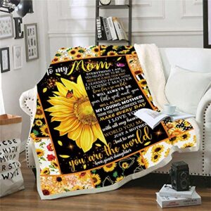 CYREKUD Sunflower Gifts for Mom Blanket,Mom Birthday Gifts Sunflower Throw Blanket,Gift for Mom from Daughter Lightweight Soft Warm Cozy Fuzzy Throws Blankets for Home Bedroom Sofa 50"x 60"