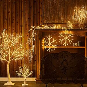 LITBLOOM Lighted Branches with Timer 21IN 75 LED Fairy Lights, White Coral Tree Branches with Lights Battery Operated for Indoor Outdoor Home Fireplace Christmas Decorations