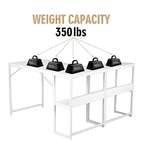 UNICOO – Muti-Function 3 Combination Computer Desk. L Shaped Computer Desk with Shelves, Study Desk with Reversible Storage Shelves for Home Office (XJH-2402 - White)