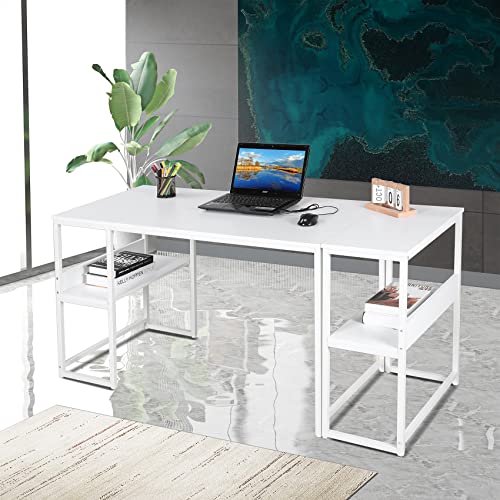 UNICOO – Muti-Function 3 Combination Computer Desk. L Shaped Computer Desk with Shelves, Study Desk with Reversible Storage Shelves for Home Office (XJH-2402 - White)