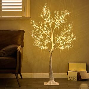 LITBLOOM White Tree with Lights Plug in 4FT 150 Fairy Lights, Lighted Coral Twig Trees for Indoor Outdoor Home Thanksgiving Christmas Decoration