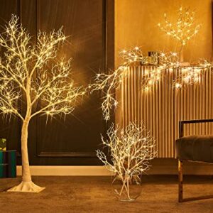 LITBLOOM White Tree with Lights Plug in 4FT 150 Fairy Lights, Lighted Coral Twig Trees for Indoor Outdoor Home Thanksgiving Christmas Decoration