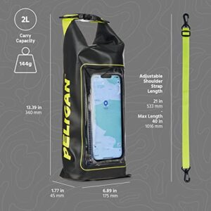 Pelican - Marine Series - IP68 Waterproof Floating Pouch + Roll Top Dry Bag (2L) - Black/Hi Vis Yellow