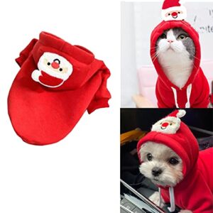 ANIAC Christmas Small Dog Hoodies Warm Puppy Hooded Sweatshirt with Cartoon Santa Claus Pet Winter Clothes Xmas Cat Apparel (X-Small, Red)