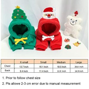 ANIAC Christmas Small Dog Hoodies Warm Puppy Hooded Sweatshirt with Cartoon Santa Claus Pet Winter Clothes Xmas Cat Apparel (X-Small, Red)