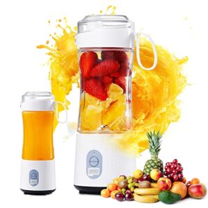 portable blender for shakes and smoothies: personal size single serve travel fruit juicer mixer cup with rechargeable usb small electric individual mini blender for juice milk - white