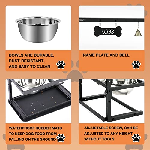 Elevated Dog Bowls,Raised Dog Bowls for Dogs Adjusable Height with Stainless Steel Dog Food Bowls and Spill Proof Mat, Dog Bowls for Large Medium Dogs.