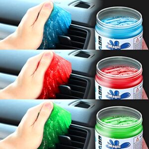 DNA MOTORING TOOLS-00149 Car (3 Pack) Cleaning Jelly Auto Detailing Tool Universal Clean Gel Auto Vent Air Interior Home & Office Electronics Keyboard Cleaner (3 Units),Blue+Red+Green