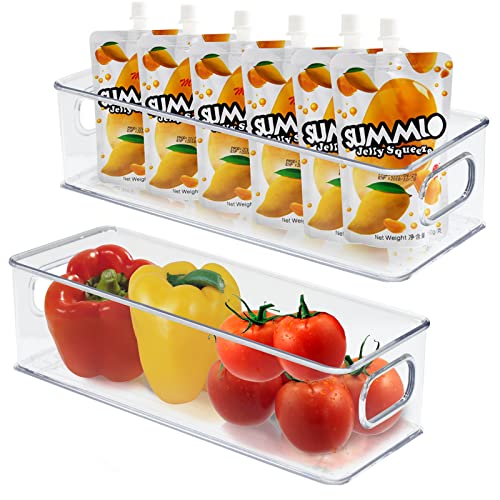 Refrigerator Pantry Organizers Stackable Fridge Organizer Bins Food Storage for Freezers, Kitchen, Countertop and Cabinets - Clear Plastic Household Storage Containers (2 Pack)