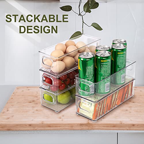 Refrigerator Pantry Organizers Stackable Fridge Organizer Bins Food Storage for Freezers, Kitchen, Countertop and Cabinets - Clear Plastic Household Storage Containers (2 Pack)