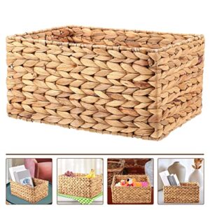 Baskets Wicker Water Hyacinth Storage Basket: Wicker Storage Bin Shelf Seagrass Rectangular Basket Woven Box Weave Organizer for Office Closet Blankets Clothes Wicker Wicker Baskets