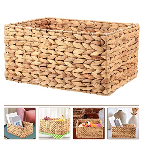Baskets Wicker Water Hyacinth Storage Basket: Wicker Storage Bin Shelf Seagrass Rectangular Basket Woven Box Weave Organizer for Office Closet Blankets Clothes Wicker Wicker Baskets