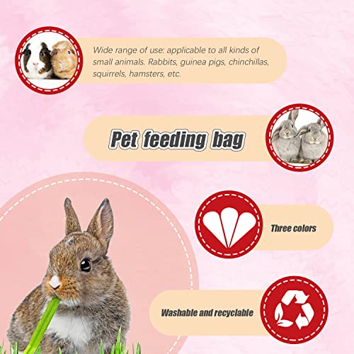 Rabbit Hay Feeder Bag, 2 Holes Hay Hanging Feeder Storage for Rabbit Guinea Pig Chinchilla, 600D Oxford Cloth Fabric with 1 Molar Stone (Black&Blue&Strawberry)