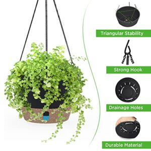 SOSMAR 2 Pack Hanging Planters for Indoor Plants, 10 Inch Hanging Pots for Plants with Visible Water Level, 6 Pcs Hooks, Decorative Flower Pot Holder with Drainage for Indoor Outdoor Plants