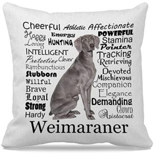 gichugi dog themed 18″×18″funny traits and personality of a weimaraner dog decorative throw pillow case for home living room sofa couch bed decor,dog lovers weimaraner mom girls women gifts