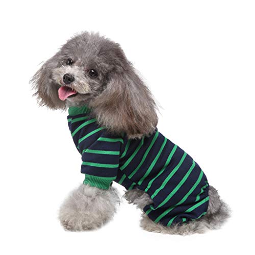 HonpraD Medium Dog Sweaters for Girls Christmas Pet Pajamas Home Clothes Cotton Leather Pajamas Pajamas Knitted pet Clothes (Green, XS)