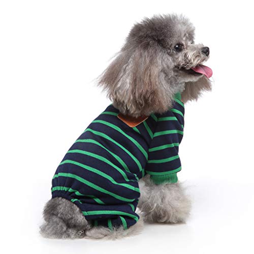 HonpraD Medium Dog Sweaters for Girls Christmas Pet Pajamas Home Clothes Cotton Leather Pajamas Pajamas Knitted pet Clothes (Green, XS)