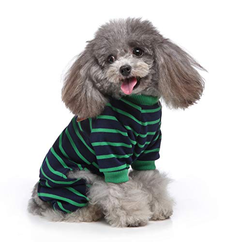 HonpraD Medium Dog Sweaters for Girls Christmas Pet Pajamas Home Clothes Cotton Leather Pajamas Pajamas Knitted pet Clothes (Green, XS)