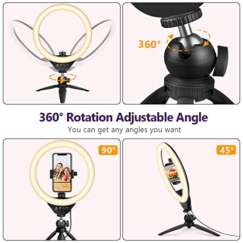 Eicaus Desktop 10'' Selfie Ring Light with Tripod Stand and Cell Phone Holder, Dimmable LED Circle for Computer/Zoom Call/Live Streaming/Makeup/YouTube/TIK Tok, Compatible Most Phones