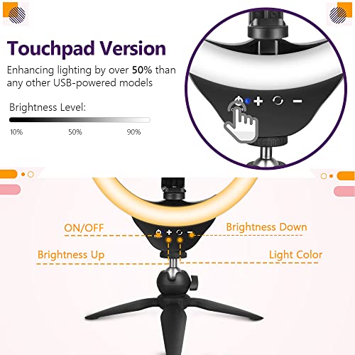 Eicaus Desktop 10'' Selfie Ring Light with Tripod Stand and Cell Phone Holder, Dimmable LED Circle for Computer/Zoom Call/Live Streaming/Makeup/YouTube/TIK Tok, Compatible Most Phones