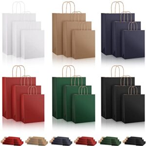 sepamoon 72 pieces paper bags with handles christmas gift bag bulk 3 sizes (large/medium/small) 6 colors kraft paper shopping bag assorted sizes gift wrap bag for xmas holiday new year birthday gift