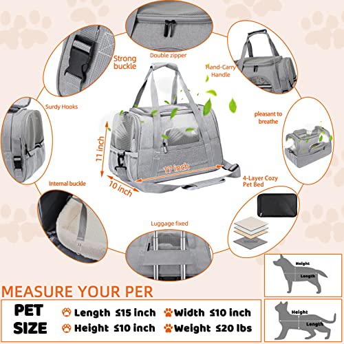 Pet Carrier,Cat Carrier Bag Airline Approved Dog Carriers for Small Dogs,Medium,Small Cats,Travel Carrier Comfort Portable Pet Bag for Cats with Harness,Nail Clippers,Hair Removal Brush,Foldable Bowl