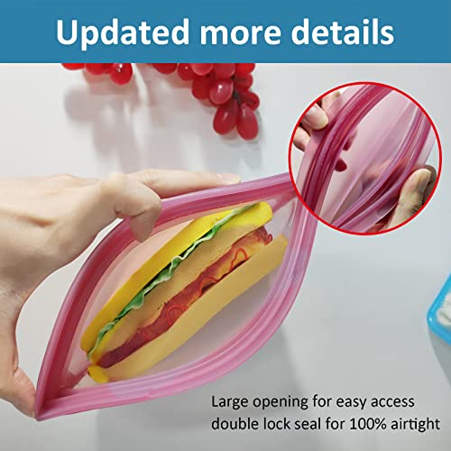 KVK Platinum Reusable Silicone Bags - Flat Silicone Pocket Snack Sandwich Bags - Double Lock Leakproof Silicone Food Storage Bags Oven Freezer Dishwasher Safe - Dark Green