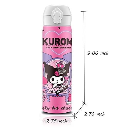 G-Ahora Anime Kitty Water Bottle,Kawaii Anime Water Bottle Cup,Reusable Water Bottle for Girls 500ml (kur&mel)