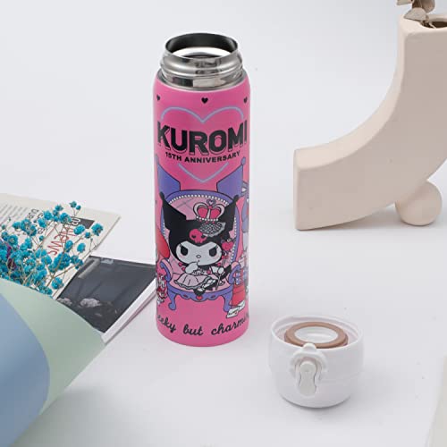 G-Ahora Anime Kitty Water Bottle,Kawaii Anime Water Bottle Cup,Reusable Water Bottle for Girls 500ml (kur&mel)